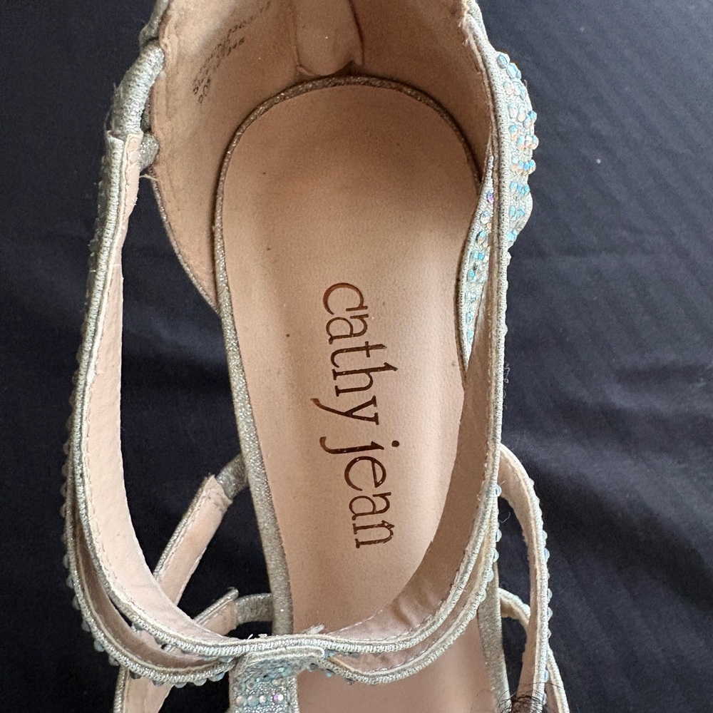Cathy Jean Silver Rhinestone Strappy High Heels - Picture 2 of 6